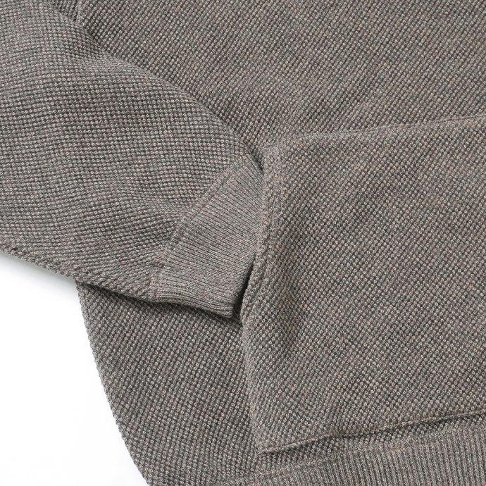 crepuscule クレプスキュール 2103-004 Moss stitch hoodie - Khaki ミックス鹿の子編みフーディー カーキ | crepuscule | 04