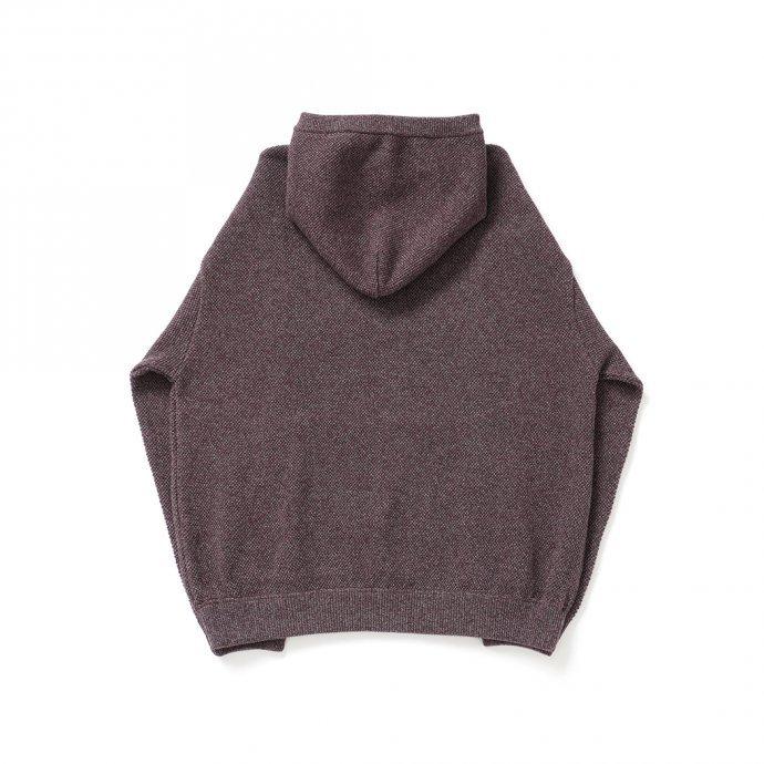 crepuscule クレプスキュール 2103-004 Moss stitch hoodie - Burgundy ミックス鹿の子編みフーディー バーガンディ | crepuscule | 01