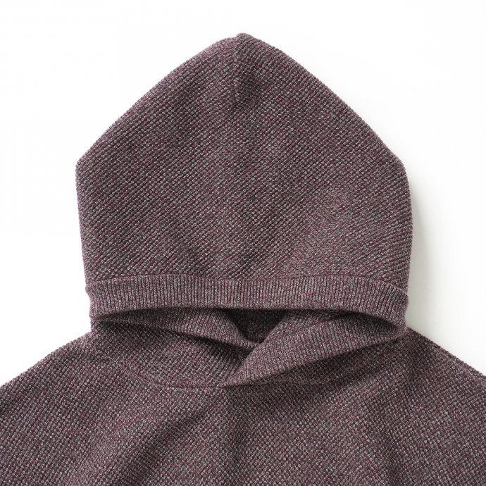 crepuscule クレプスキュール 2103-004 Moss stitch hoodie - Burgundy ミックス鹿の子編みフーディー バーガンディ | crepuscule | 02
