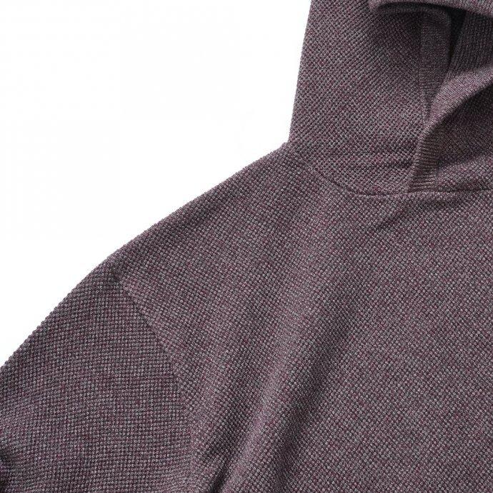 crepuscule クレプスキュール 2103-004 Moss stitch hoodie - Burgundy ミックス鹿の子編みフーディー バーガンディ | crepuscule | 03