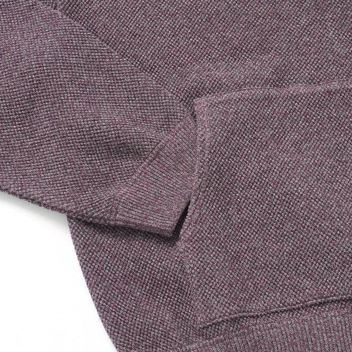 crepuscule クレプスキュール 2103-004 Moss stitch hoodie - Burgundy ミックス鹿の子編みフーディー バーガンディ | crepuscule | 04