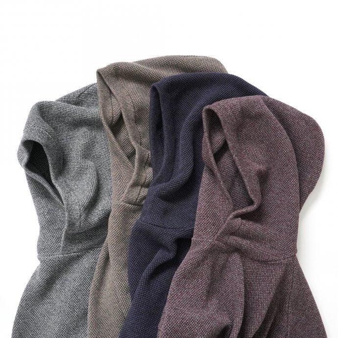 crepuscule クレプスキュール 2103-004 Moss stitch hoodie - Burgundy ミックス鹿の子編みフーディー バーガンディ | crepuscule | 05