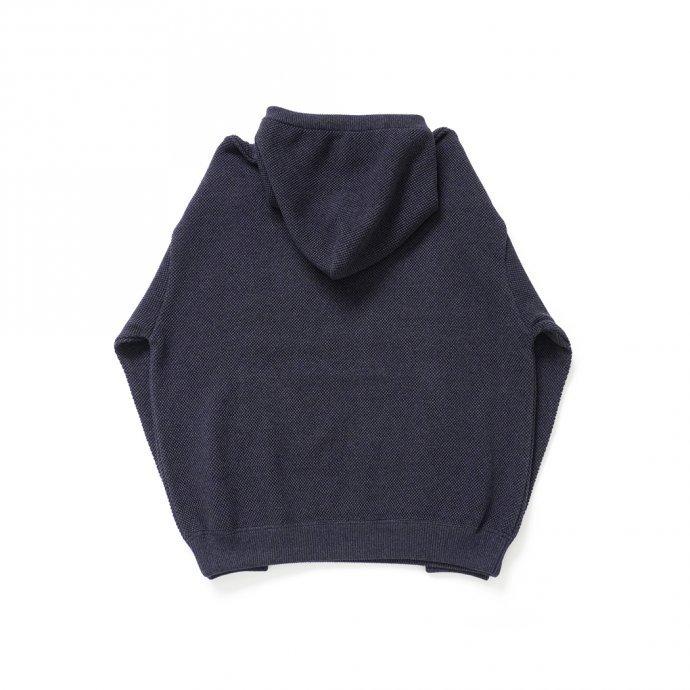 crepuscule クレプスキュール 2103-004 Moss stitch hoodie - Navy ミックス鹿の子編みフーディー ネイビー | crepuscule | 01
