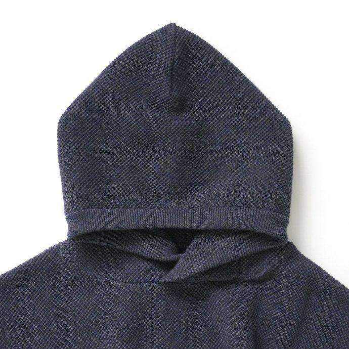 crepuscule クレプスキュール 2103-004 Moss stitch hoodie - Navy ミックス鹿の子編みフーディー ネイビー | crepuscule | 02
