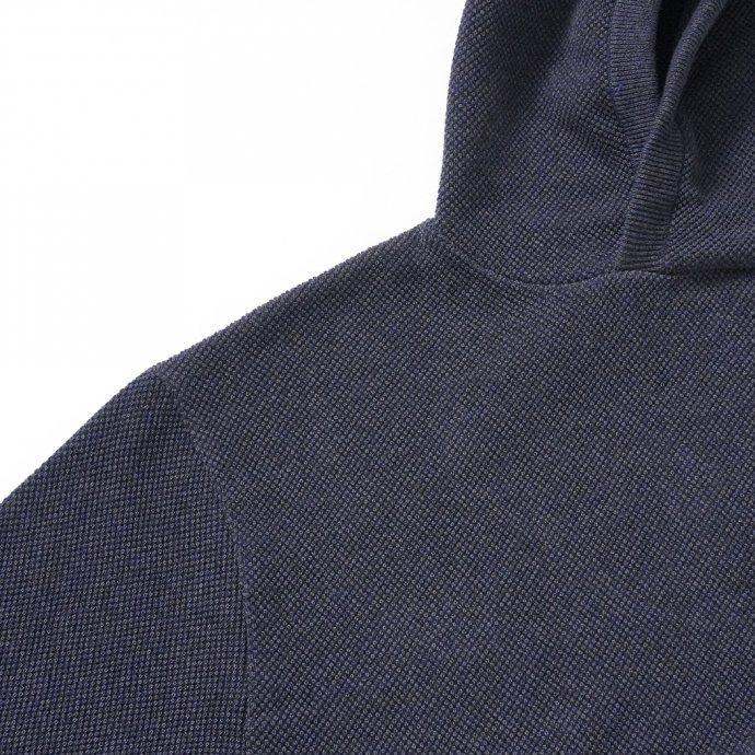 crepuscule クレプスキュール 2103-004 Moss stitch hoodie - Navy ミックス鹿の子編みフーディー ネイビー | crepuscule | 03