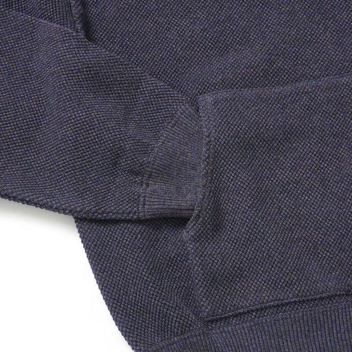 crepuscule クレプスキュール 2103-004 Moss stitch hoodie - Navy ミックス鹿の子編みフーディー ネイビー | crepuscule | 04