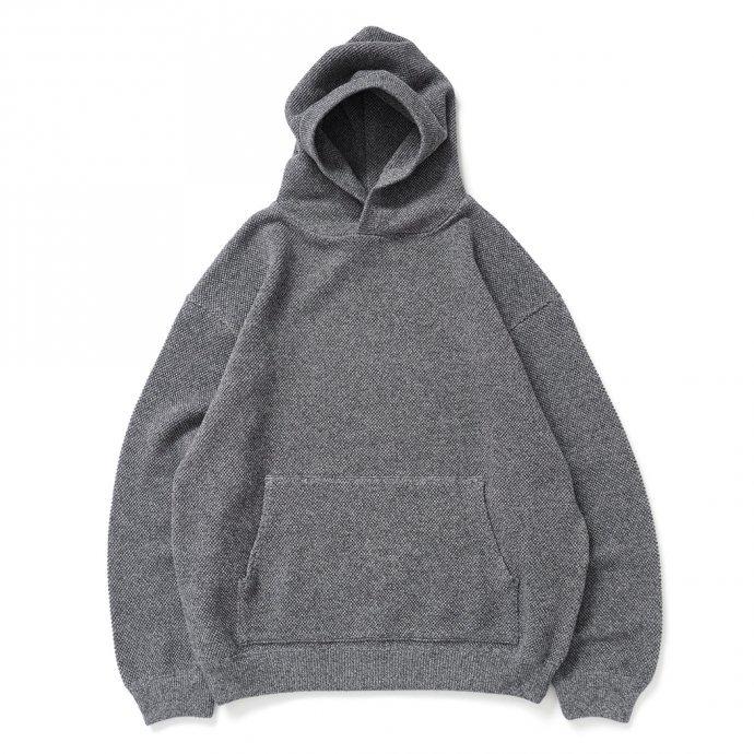 crepuscule クレプスキュール 2103-004 Moss stitch hoodie - Black ミックス鹿の子編みフーディー ブラック | crepuscule