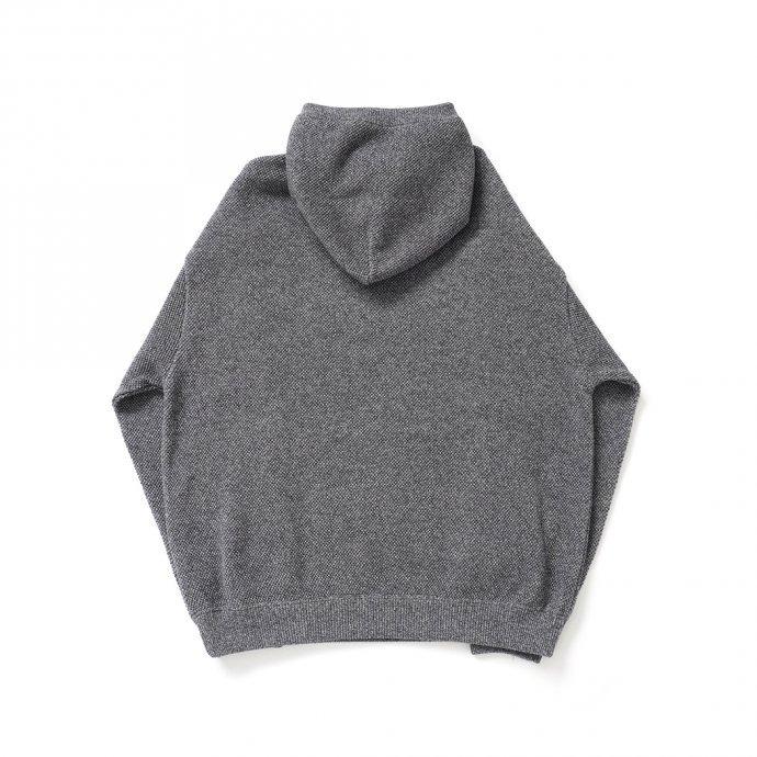 crepuscule クレプスキュール 2103-004 Moss stitch hoodie - Black ミックス鹿の子編みフーディー ブラック | crepuscule | 01