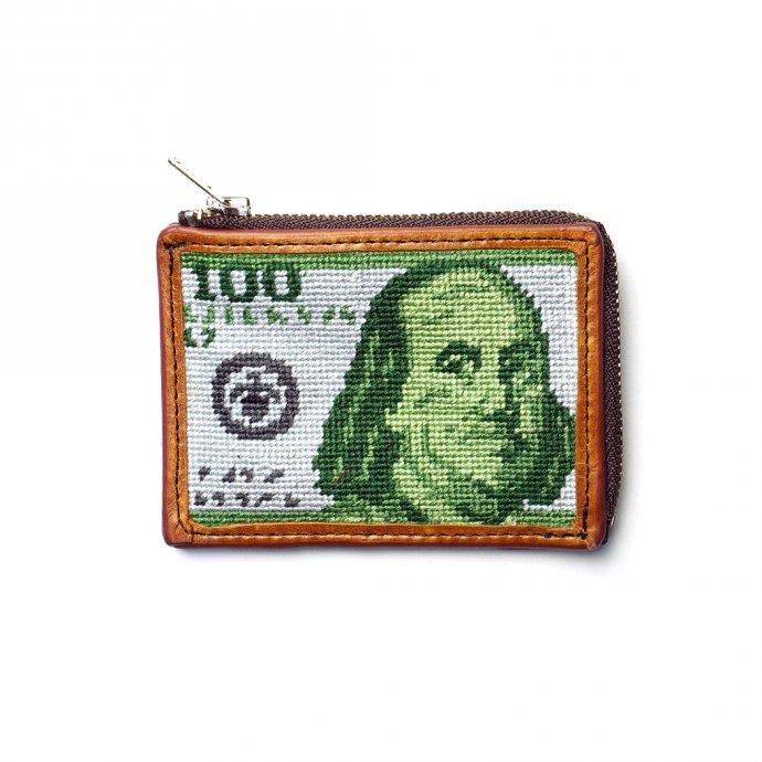 SMOKE T ONE / Needlepoint L-Shaped Zip Card Wallet - Benjamin ジップウォレット ドル | 