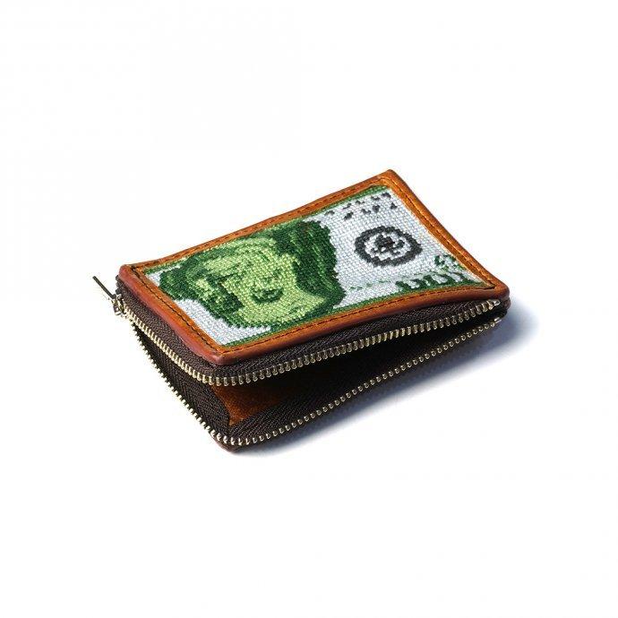 SMOKE T ONE / Needlepoint L-Shaped Zip Card Wallet - Benjamin ジップウォレット ドル |  | 02