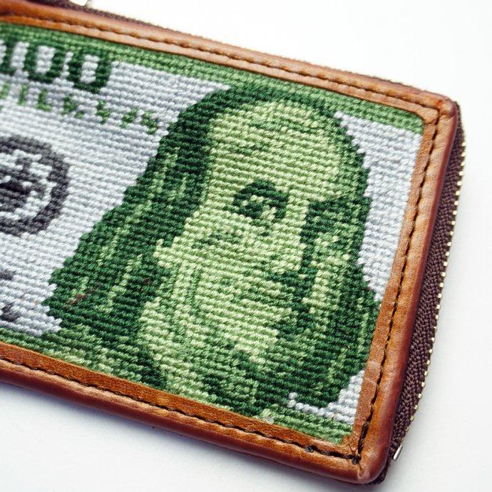 SMOKE T ONE / Needlepoint L-Shaped Zip Card Wallet - Benjamin ジップウォレット ドル |  | 05