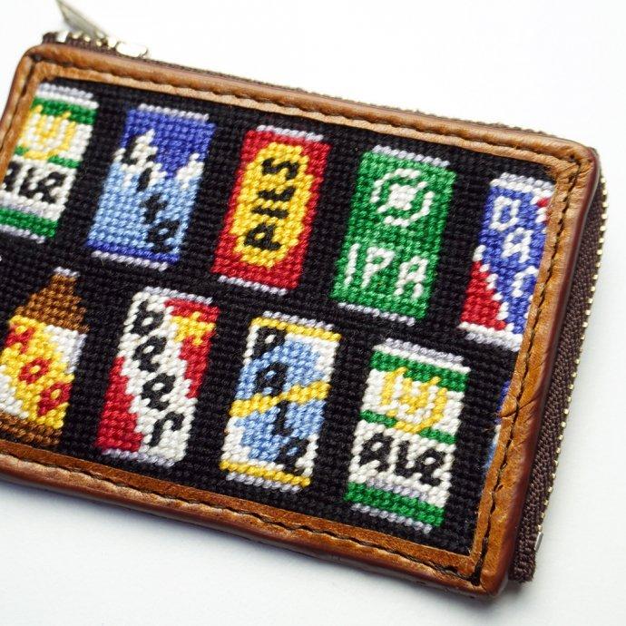 SMOKE T ONE / Needlepoint L-Shaped Zip Card Wallet - Beer Cans ジップウォレット ビール |  | 05