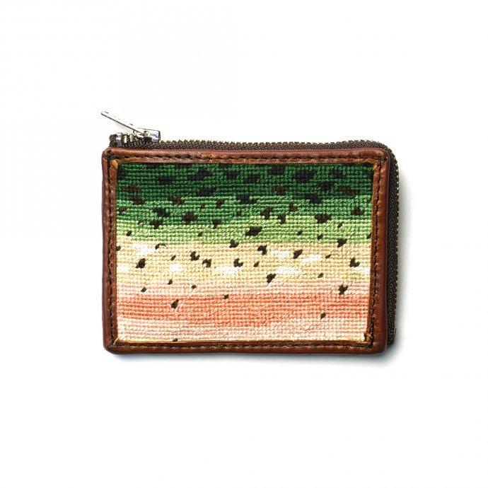 SMOKE T ONE / Needlepoint L-Shaped Zip Card Wallet - Rainbow Trout Skin ジップウォレット ニジマス | 