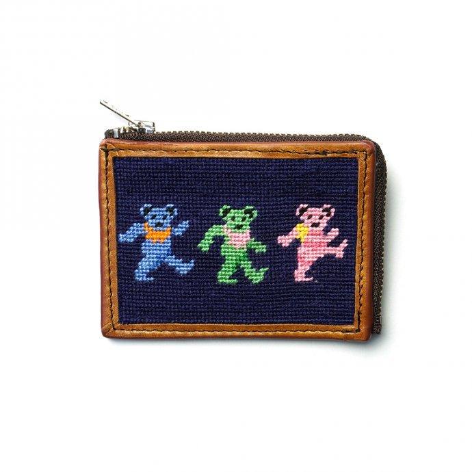 SMOKE T ONE / Needlepoint L-Shaped Zip Card Wallet - Dancing Bears ジップウォレット クマ | 