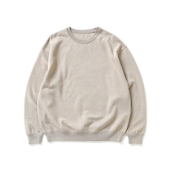 crepuscule クレプスキュール 2201-001 Light Moss Stitch L/S Sweat - Beige ライト 鹿の子 編み ニット ベージュ メンズ トップス | crepuscule