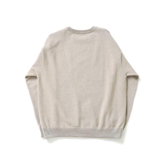 crepuscule クレプスキュール 2201-001 Light Moss Stitch L/S Sweat - Beige ライト 鹿の子 編み ニット ベージュ メンズ トップス | crepuscule | 01
