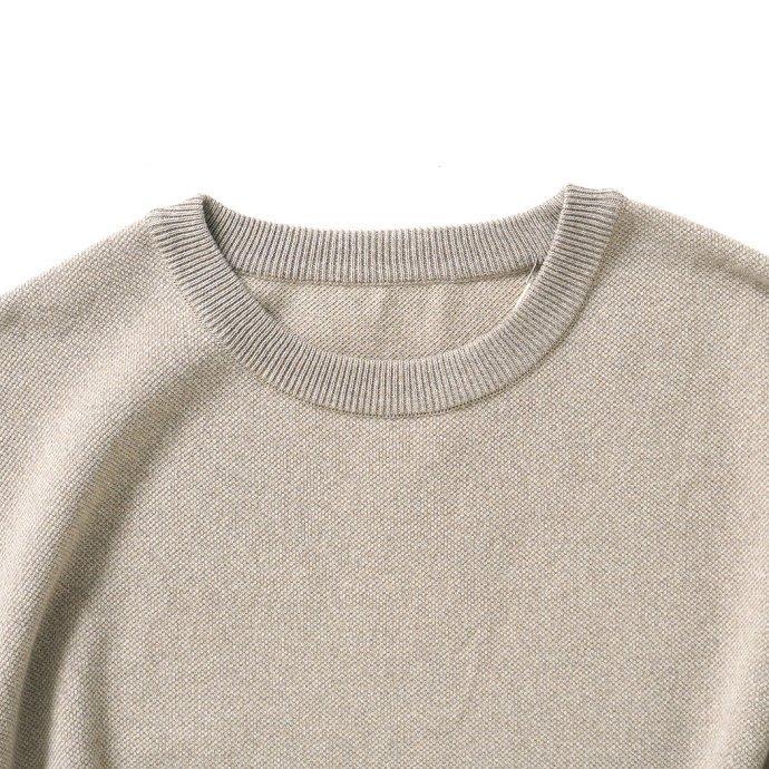 crepuscule クレプスキュール 2201-001 Light Moss Stitch L/S Sweat - Beige ライト 鹿の子 編み ニット ベージュ メンズ トップス | crepuscule | 02