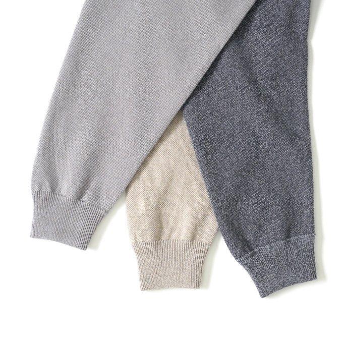 crepuscule クレプスキュール 2201-001 Light Moss Stitch L/S Sweat - Beige ライト 鹿の子 編み ニット ベージュ メンズ トップス | crepuscule | 05