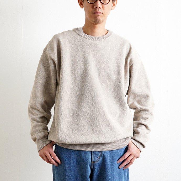 crepuscule クレプスキュール 2201-001 Light Moss Stitch L/S Sweat - Beige ライト 鹿の子 編み ニット ベージュ メンズ トップス | crepuscule | 06
