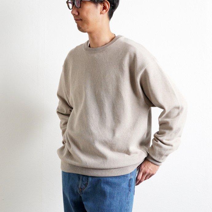 crepuscule クレプスキュール 2201-001 Light Moss Stitch L/S Sweat - Beige ライト 鹿の子 編み ニット ベージュ メンズ トップス | crepuscule | 07