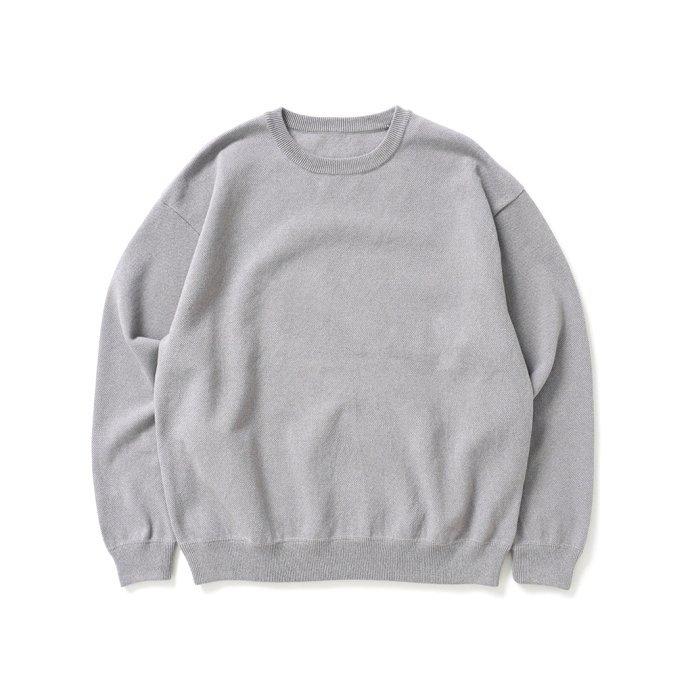 crepuscule クレプスキュール 2201-001 Light Moss Stitch L/S Sweat - L.Purple ライト 鹿の子 編み ニット ライトパープル メンズ トップス | crepuscule