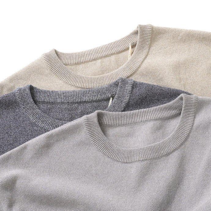 crepuscule クレプスキュール 2201-001 Light Moss Stitch L/S Sweat - L.Purple ライト 鹿の子 編み ニット ライトパープル メンズ トップス | crepuscule | 04