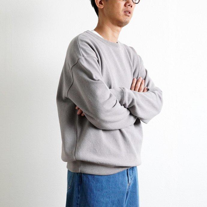 crepuscule クレプスキュール 2201-001 Light Moss Stitch L/S Sweat - L.Purple ライト 鹿の子 編み ニット ライトパープル メンズ トップス | crepuscule | 07