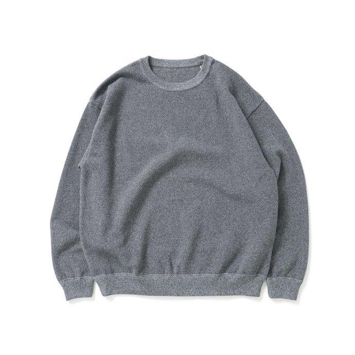 crepuscule クレプスキュール 2201-001 Light Moss Stitch L/S Sweat - Gray ライト 鹿の子 編み ニット グレー メンズ トップス | crepuscule