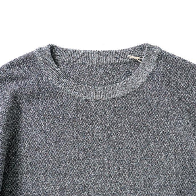 crepuscule クレプスキュール 2201-001 Light Moss Stitch L/S Sweat - Gray ライト 鹿の子 編み ニット グレー メンズ トップス | crepuscule | 02