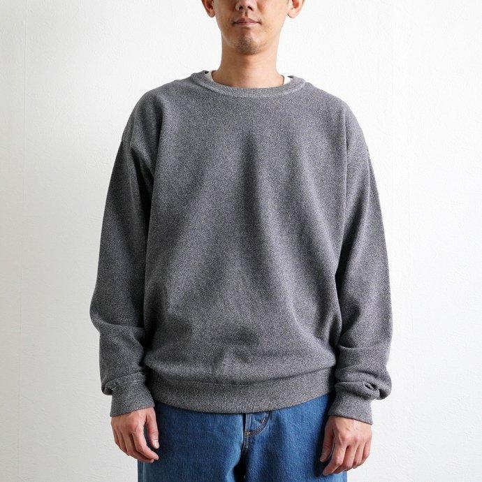 crepuscule クレプスキュール 2201-001 Light Moss Stitch L/S Sweat - Gray ライト 鹿の子 編み ニット グレー メンズ トップス | crepuscule | 06