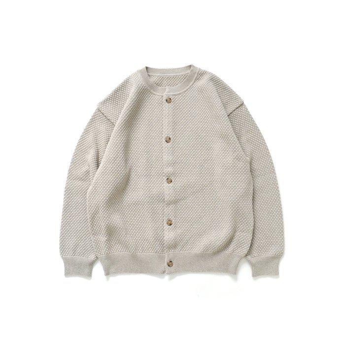 crepuscule クレプスキュール 2201-008 Popcorn Crewneck Cardigan - Beige ポップコーンニットカーディガン ベージュ メンズ トップス | crepuscule