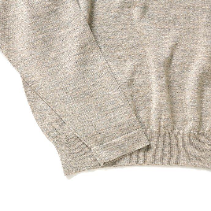 crepuscule クレプスキュール 2201-009 Ramie Basque Knit - Beige ラミーバスクニット ベージュ メンズ トップス | crepuscule | 04