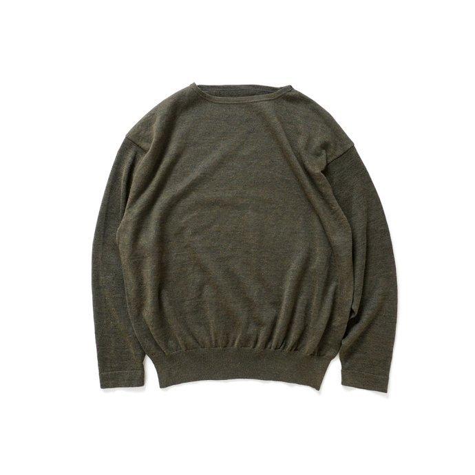 crepuscule クレプスキュール 2201-009 Ramie Basque Knit - Khaki ラミーバスクニット カーキ メンズ トップス | crepuscule