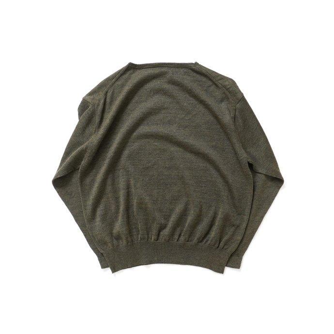 crepuscule クレプスキュール 2201-009 Ramie Basque Knit - Khaki ラミーバスクニット カーキ メンズ トップス | crepuscule | 01