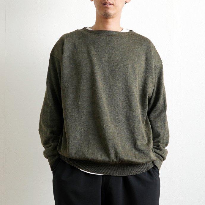 crepuscule クレプスキュール 2201-009 Ramie Basque Knit - Brown ラミーバスクニット ブラウン メンズ トップス | crepuscule | 05