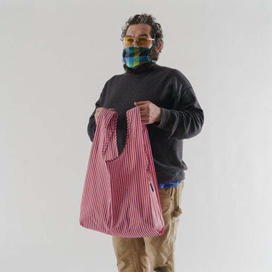 BAGGU (バグゥ) STANDARD BAGGU エコバッグ ストライプ チェリーレッド×ピンク ショッピングバッグ マルシェバッグ コンビニバグー 正規品 プチギフト プレゼ… | BAGGU | 04