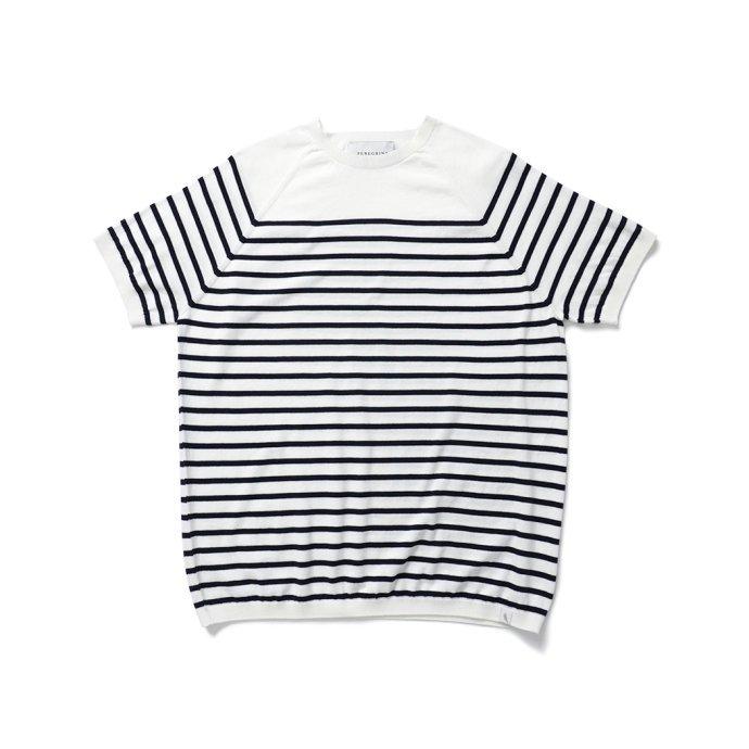 PEREGRINE ペレグリン / BRETON Knitted Tee ボーダーニットTシャツ - White ホワイト メンズ トップス | PEREGRINE