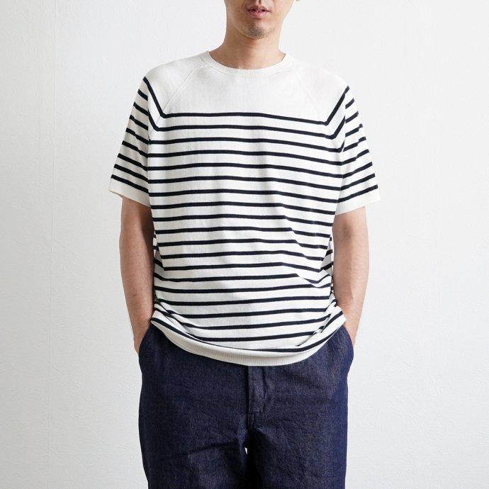 PEREGRINE ペレグリン / BRETON Knitted Tee ボーダーニットTシャツ - White ホワイト メンズ トップス | PEREGRINE | 07