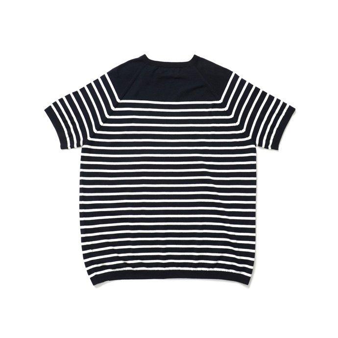 PEREGRINE ペレグリン / BRETON Knitted Tee ボーダーニットTシャツ - Navy ネイビー メンズ トップス | PEREGRINE | 01