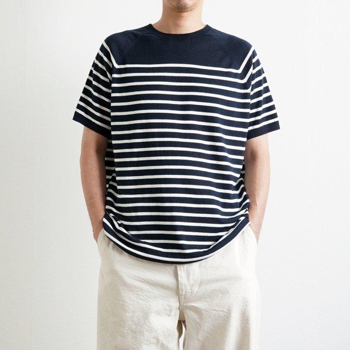 PEREGRINE ペレグリン / BRETON Knitted Tee ボーダーニットTシャツ - Navy ネイビー メンズ トップス | PEREGRINE | 07