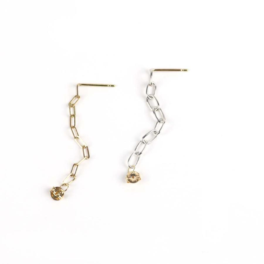 hirondelle et pepin（イロンデールエペパン）/ k18 hp-22fw-665 ルート パヴェ チェーン ピアス (片耳タイプ) | hirondelle | 02