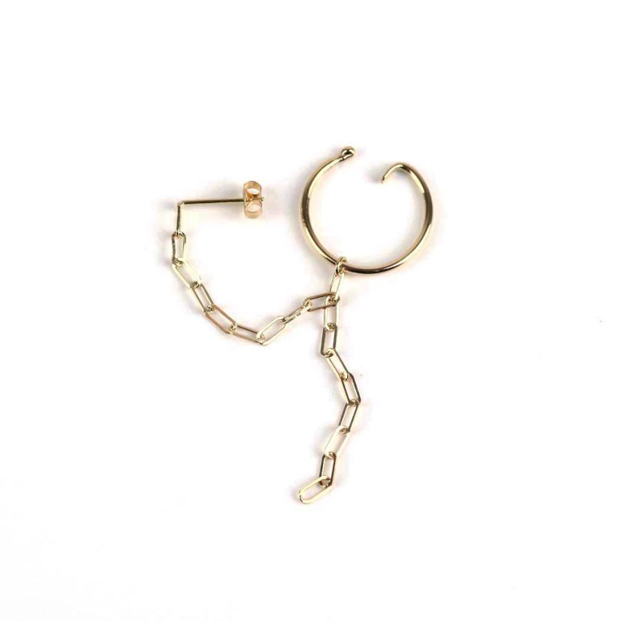 hirondelle et pepin（イロンデールエペパン）/ k18 hp-22fw-667 ルート パヴェ チェーン ピアス イヤーカフ (片耳タイプ) | hirondelle