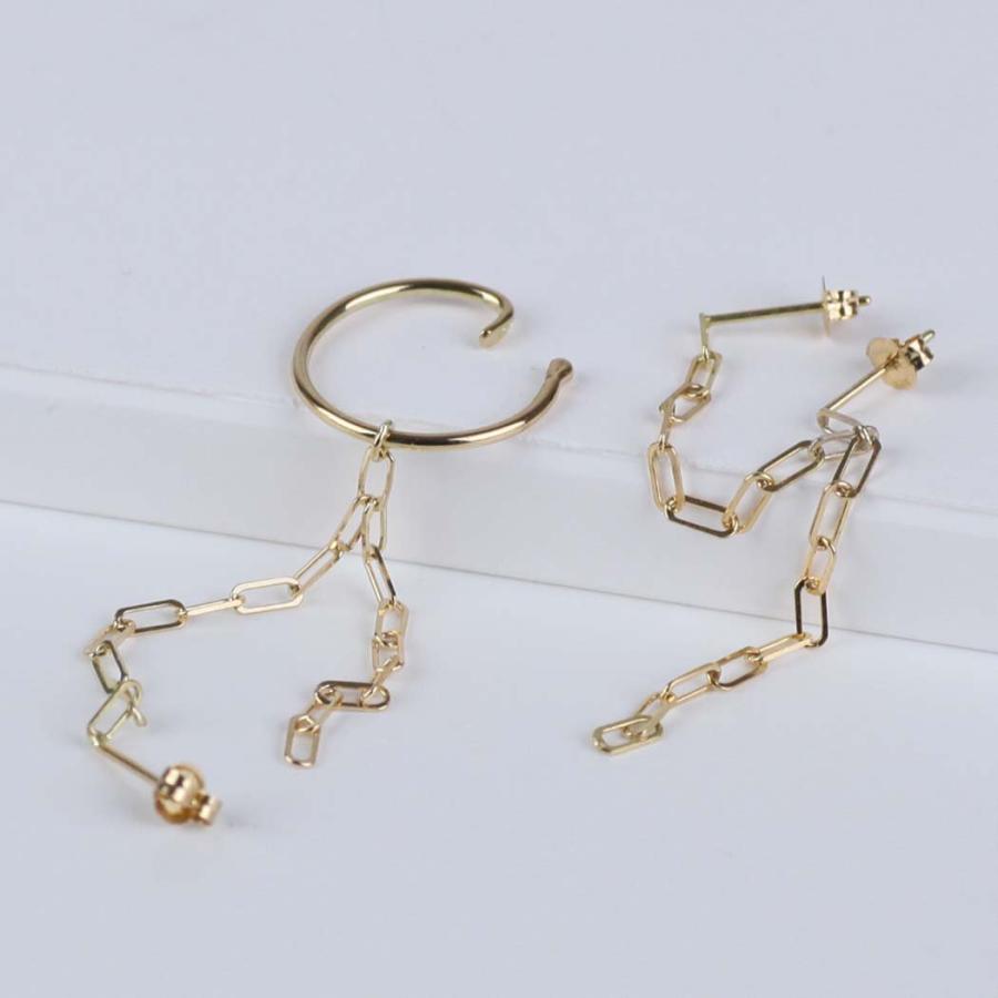 hirondelle et pepin（イロンデールエペパン）/ k18 hp-22fw-667 ルート パヴェ チェーン ピアス イヤーカフ (片耳タイプ) | hirondelle | 04