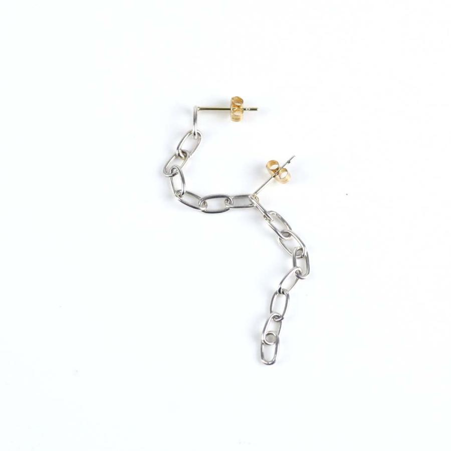 hirondelle et pepin（イロンデールエペパン）/ silver925 k18 sp-22fw-30 ルート パヴェ 2ホール チェーン ピアス バイカラー (片耳タイプ) | hirondelle