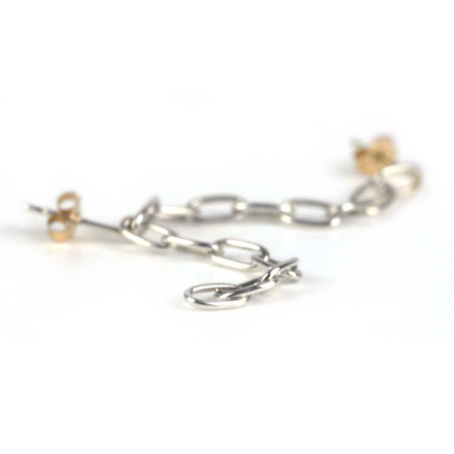 hirondelle et pepin（イロンデールエペパン）/ silver925 k18 sp-22fw-30 ルート パヴェ 2ホール チェーン ピアス バイカラー (片耳タイプ) | hirondelle | 01