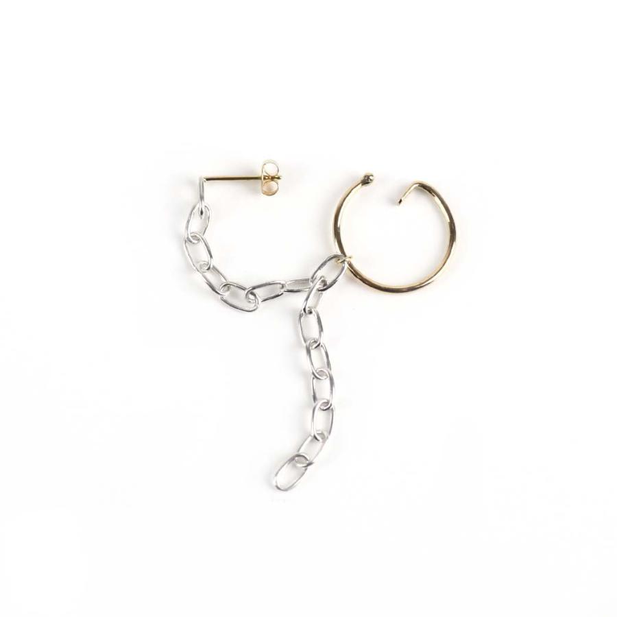 hirondelle et pepin（イロンデールエペパン）/ silver925 k18 sp-22fw-31 ルート パヴェ チェーン ピアス イヤーカフ バイカラー (片耳タイプ) | hirondelle