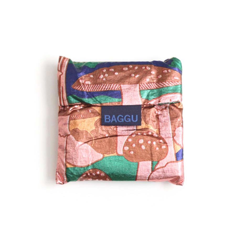 BAGGU バグゥ STANDARD エコバッグ 100% リサイクル ナイロン メタリック マッシュルーム きのこ キノコ 柄 総柄 ピンク ゴールド ショッピング バッグ コンビ… | BAGGU | 02