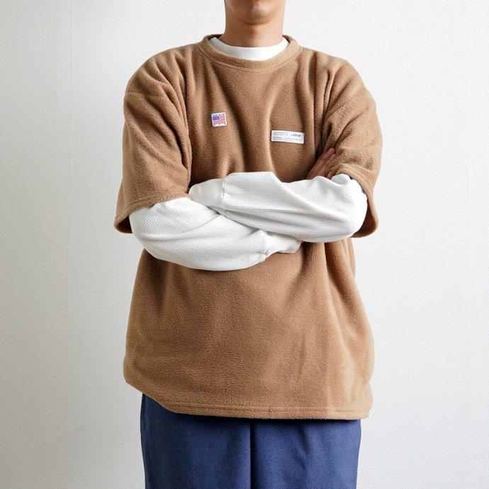 SMOKE T ONE / THE ONE MORKSKIN POLAR FLEECE TEE フリース半袖Tシャツ - Khaki カーキ |  | 07
