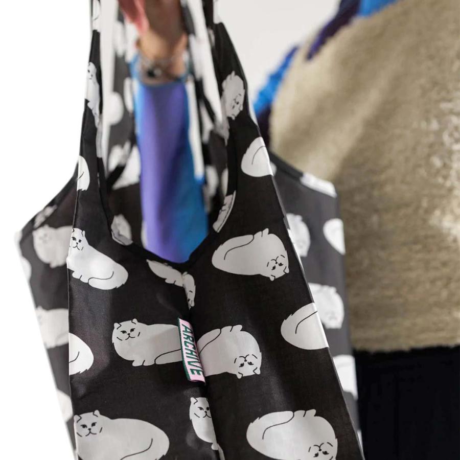 BAGGU バグー エコバッグ STANDARD BAGGU エコバッグ 100% リサイクルナイロン チンチラ ブラック 黒 白猫 アニマル 動物 総柄 人気 大きい 旅行 ママバッグ … |  | 03