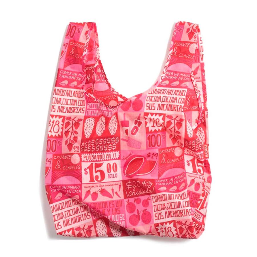 BAGGU バグー エコバッグ STANDARD BAGGU エコバッグ 100%リサイクルナイロン メルカード ピンク レッド 赤 派手 カラフル 英字 人気 オシャレ ブランド バグ… | 